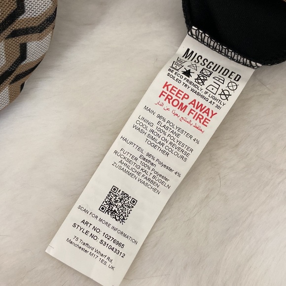 Misguided mesh cuved hem geometric print mini skirt stone Sz. 6 stretch NWT - Picture 11 of 13